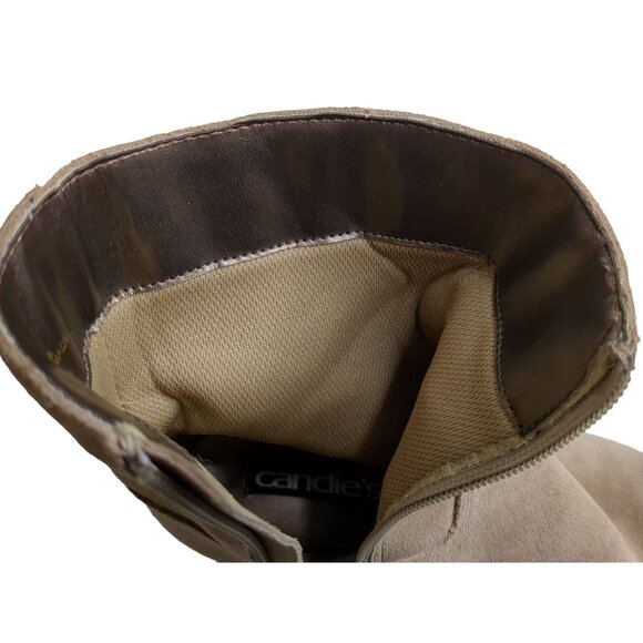 Candies Ankle‎ Boot Womens 6 Tan Y2K Country Western Suede Leather Side Zip - Picture 9 of 10